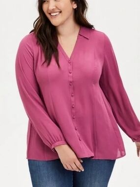 Torrid Rose Harper Georgette Tie Back Blouse Size 2x